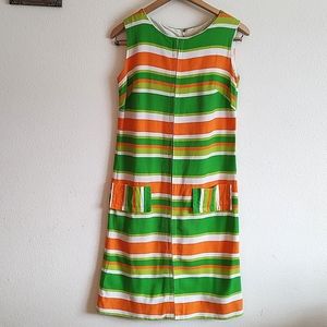 Vtg 70s Striped shift dress